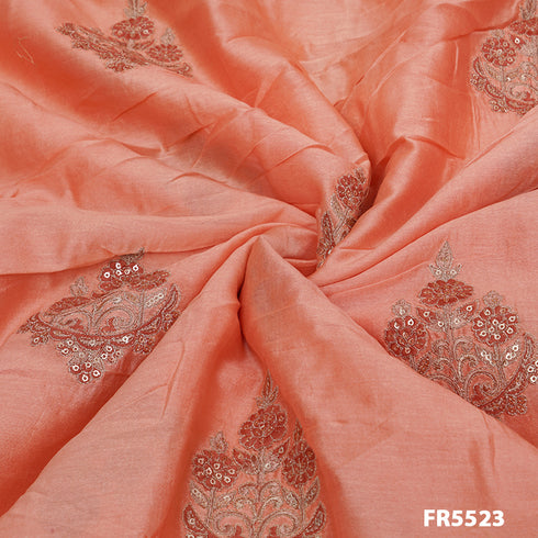Embroidered Sequins Chanderi Silk Fabric-FR5523